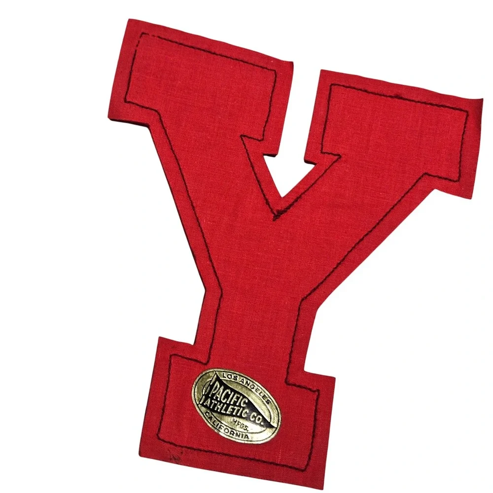 Vintage Pacific Athletic Co‎ Varsity Letter Patch Y Cream Maroon Chenille Retro